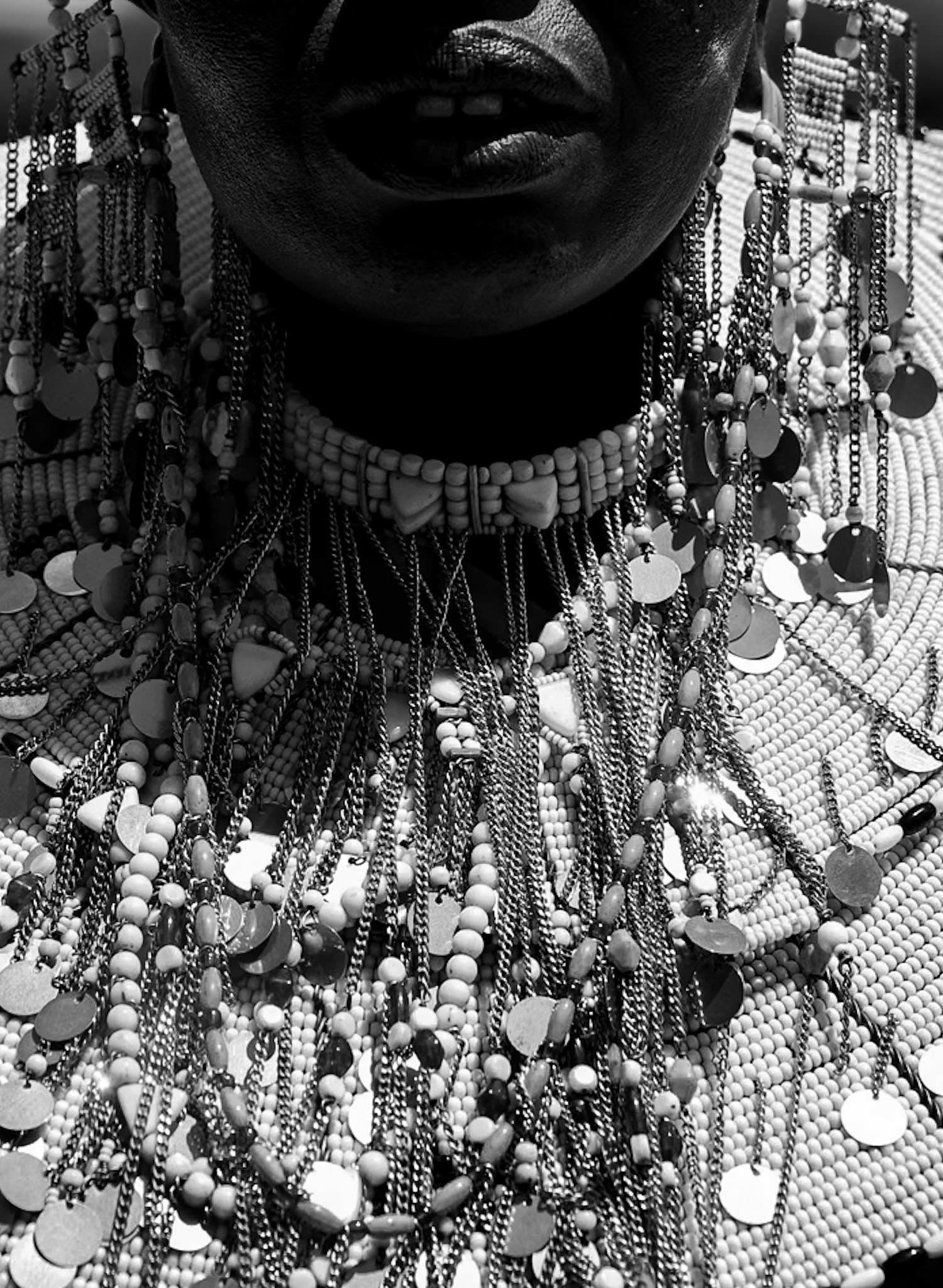 Maasai beaded jewelry, black and white