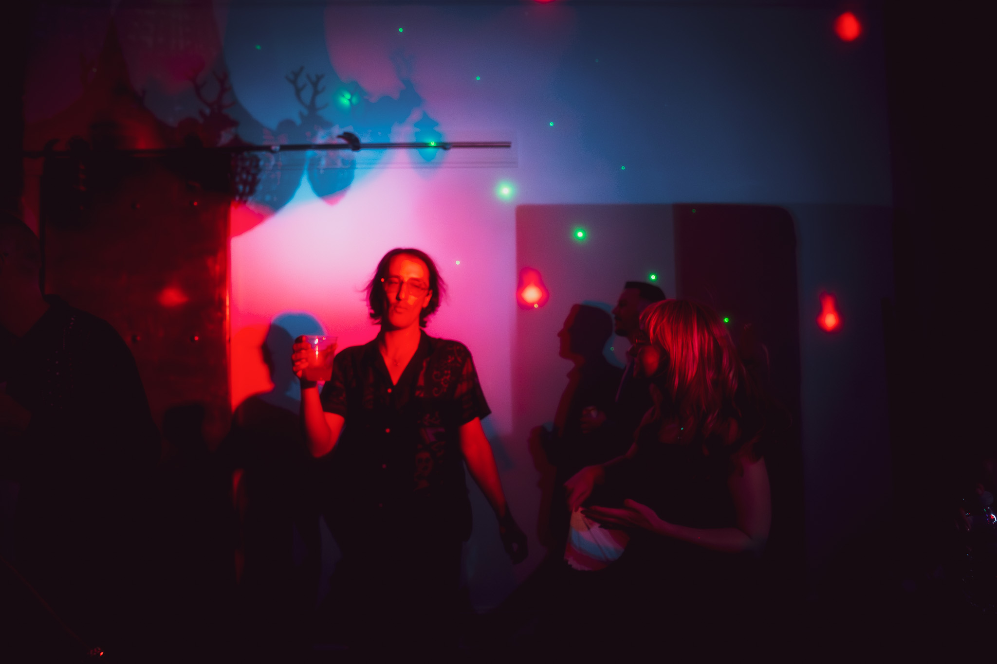 Dancing under red lights